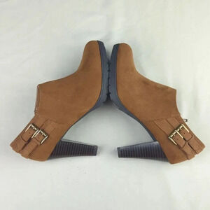 White Mt Faux Suede Booties, "Snappy"  Side Zip, 3.5" Heels, NWOT